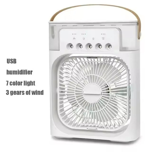 3 in 1 Mini Air Cooler Fan LED Night Light Humidifier 7 Colour Home Office